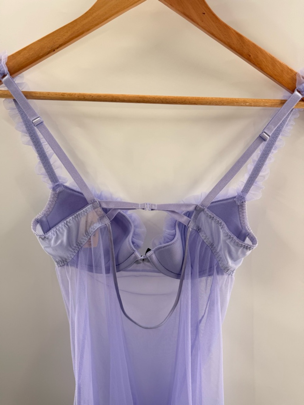 NWT Victoria’s Secret Silk Trim Babydoll Ruffle Coquette Chemise Purple Size 34B - Picture 6 of 12